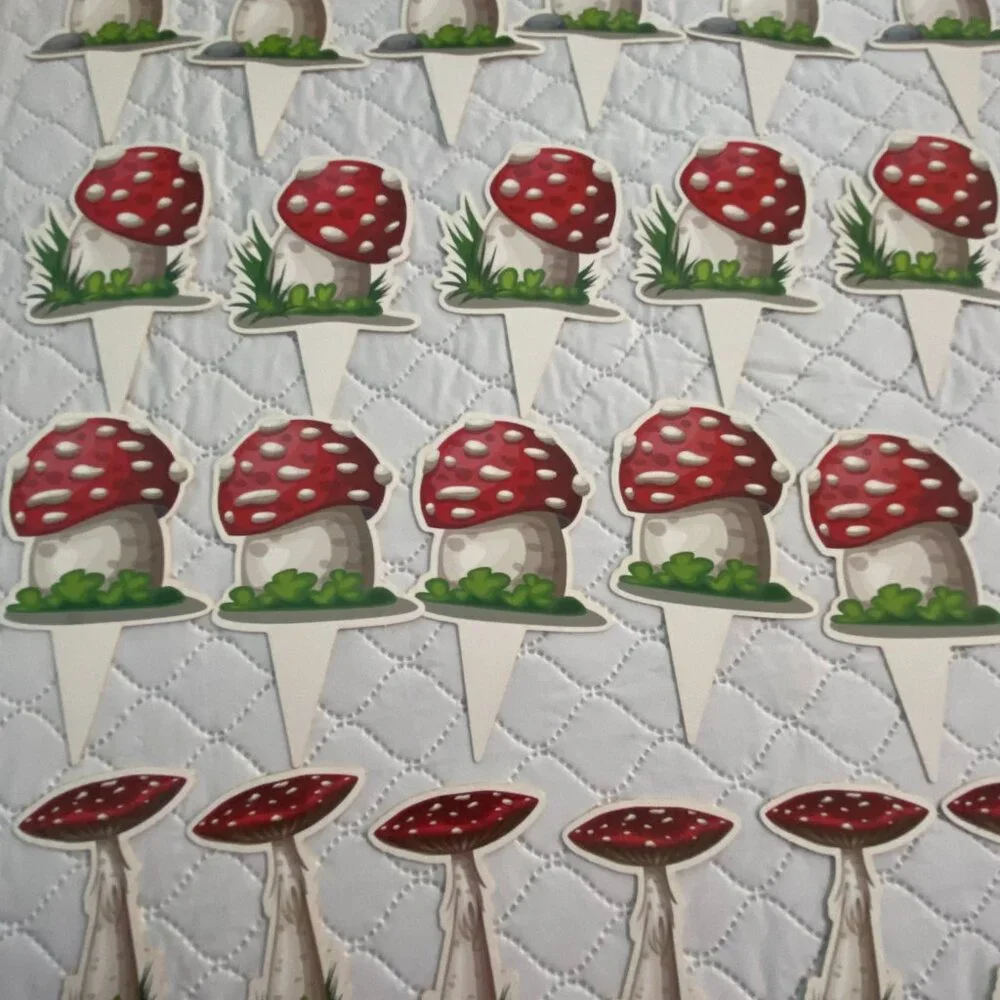 Didaey 33 Pieces Red Mushroom Fungi Cupcake Toppers Birthday Party Decoration